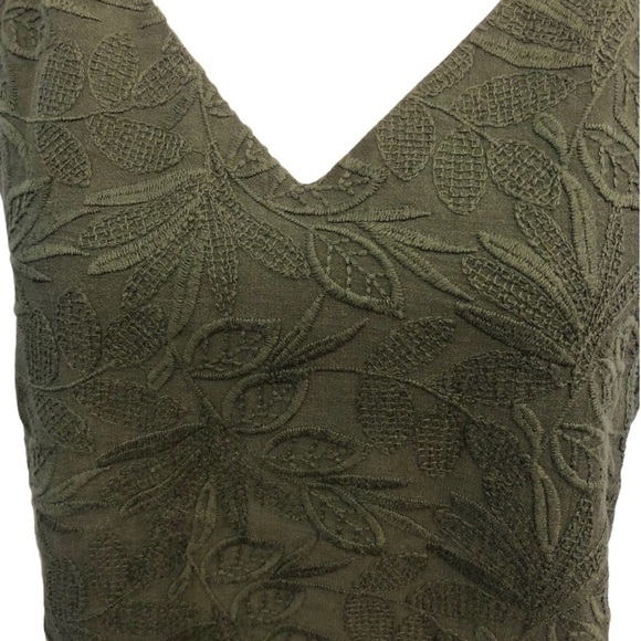 LOFT Sleeveless Embroidered Green Top Size S - Picture 3 of 10
